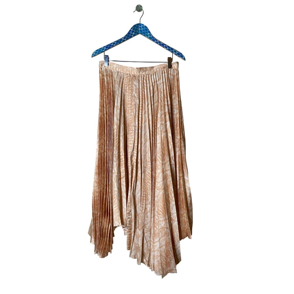 ACLER Hooper Satin Pleated Asymmetrical Midi Skirt in Cobra Size US 8